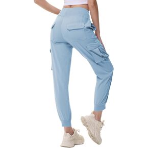 YuKaiChen Women's Lightweight Cargo Capris Hiking Summer Pants Joggers Elastic Waist Travel Outdoor with Pockets in Kuwait