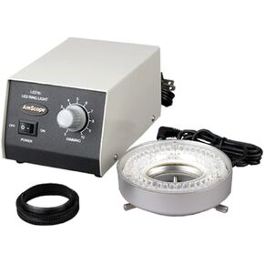 AmScope LED-80M 80-LED Microscope Ring Light w Heavy-Duty Metal Box and Adapter