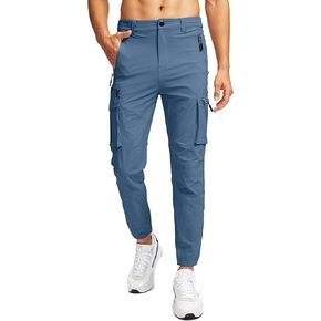Pinkbomb Men's Hiking Cargo Pants with 7 Pockets Slim Fit Stretch Work Travel Golf Cargo Jogger Pants for Men