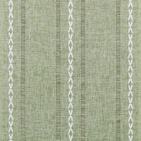 Hemstitched Farmhouse Table Runner, Sage Green 13x72 Inch, Cotton Linen Table Runners 72 Inches Long, Embroidered Striped Sage Green Boho Table Runner Rustic Home Decor in Saudi Arabia