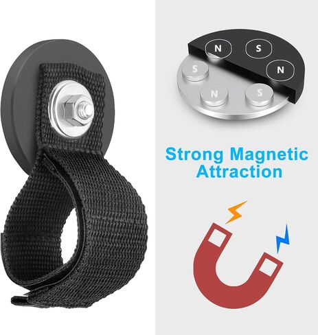 SUNJOYCO 4 قطع خطافات مغناطيسية شديدة التحمل، حامل أدوات مغناطيسي للمرآب، حامل حزام خطاف معدني مغناطيسي، شماعة مغناطيسية قوية لتخزين أدوات المرآب in Kuwait