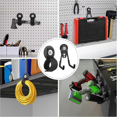 SUNJOYCO 4 قطع خطافات مغناطيسية شديدة التحمل، حامل أدوات مغناطيسي للمرآب، حامل حزام خطاف معدني مغناطيسي، شماعة مغناطيسية قوية لتخزين أدوات المرآب in Kuwait