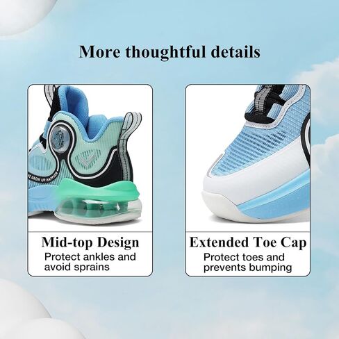 VITUOFLY Kids Basketball Shoes Boys Air Cushion Sneakers Girls Mid Top School Training Shoes Non-Slip Outdoor Sports Shoes Comfortable Boys Running Shoes Durable Little Kid/Big Kid in Kuwait