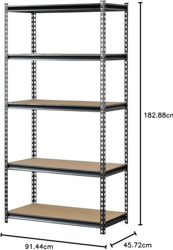 رف العضلات UR361872PB5PAZ-SV رف تخزين فولاذي باللون الفضي، 5 أرفف قابلة للتعديل، سعة 4000 رطل، ارتفاع 72 بوصة × عرض 36 بوصة × عمق 18 بوصة in Kuwait
