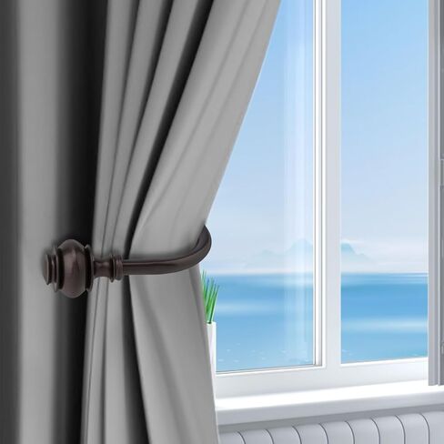 Curtain Holdbacks, 4 Pack Wall Mounted Window Drapery Tiebacks with Screws, U-Shaped Decorative Curtain Hook Holder for Bedroom, Livingroom, Office (4, Brown) in Saudi Arabia