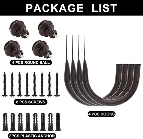 Curtain Holdbacks, 4 Pack Wall Mounted Window Drapery Tiebacks with Screws, U-Shaped Decorative Curtain Hook Holder for Bedroom, Livingroom, Office (4, Brown) in Saudi Arabia