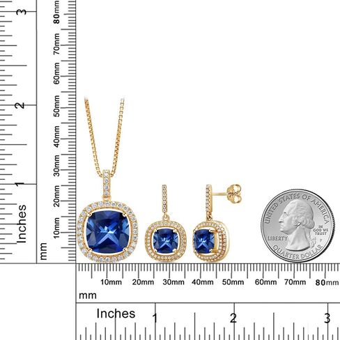 مجموعة أقراط قلادة من الفضة الإسترلينية 925 من Gem Stone King من البراسيولايت الأخضر والمويسانتي الأبيض للنساء (13.98 قيراط، أحجار كريمة، قطع وسادة 14 مم و8 مم، مع سلسلة 18 بوصة) in Saudi Arabia