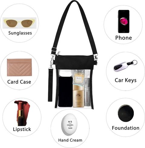 حقيبة Vichona Clear Crossbody، محفظة شفافة للنساء معتمدة في الاستاد مع حزام كتف قابل للتعديل in Kuwait