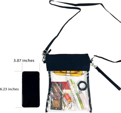 حقيبة Vichona Clear Crossbody، محفظة شفافة للنساء معتمدة في الاستاد مع حزام كتف قابل للتعديل in Kuwait