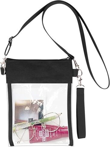 حقيبة Vichona Clear Crossbody، محفظة شفافة للنساء معتمدة في الاستاد مع حزام كتف قابل للتعديل in Kuwait