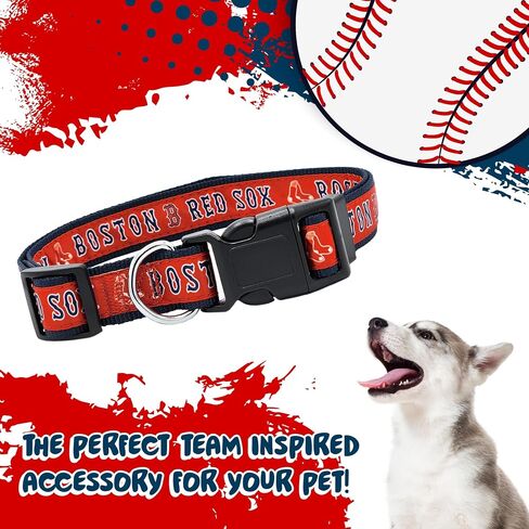 MLB طوق الحيوانات الأليفة بوسطن ريد سوكس طوق الكلب، صغير. طوق فريق البيسبول للكلاب والقطط. طوق للكلاب والقطط لامع وملون مرخص من MLB in Saudi Arabia