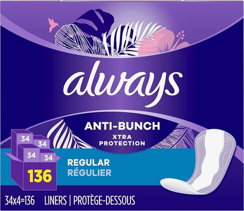 فوط يومية للحماية الفائقة من Always Anti-Bunch، طول إضافي طويل، غير معطرة، 116 قطعة in Saudi Arabia