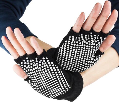 قفازات يوجا بدون أصابع من Crown Sporting Goods مع خرزات مانعة للانزلاق، باللون الأسود in Kuwait