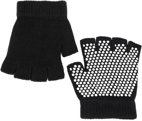 قفازات يوجا بدون أصابع من Crown Sporting Goods مع خرزات مانعة للانزلاق، باللون الأسود in Kuwait