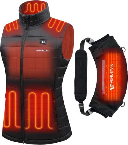 Venustas Classic Heated Vest for Women (Black, 3X-Large) and Heated Hand Muff with 7.4V Battery Pack Included in Saudi Arabia