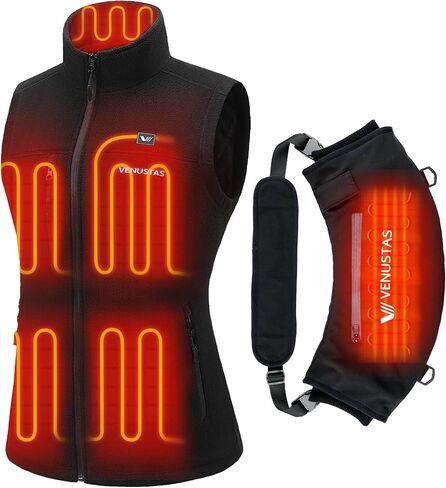 Venustas Women's Recycled Fleece Heated Vest (Size XS) and Heated Hand Muff (2 Heating Zones) with 7.4V Battery Pack in Saudi Arabia