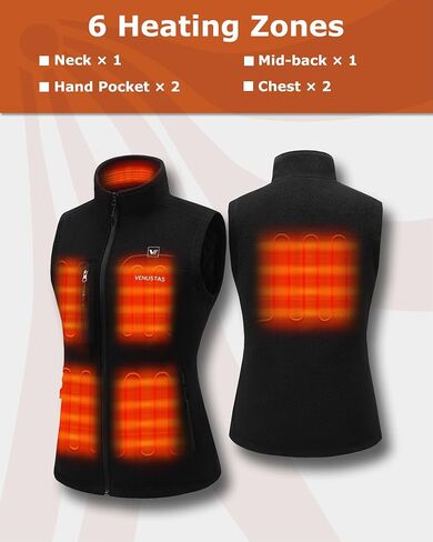 Venustas Women's Recycled Fleece Heated Vest (Size XS) and Heated Hand Muff (2 Heating Zones) with 7.4V Battery Pack in Saudi Arabia