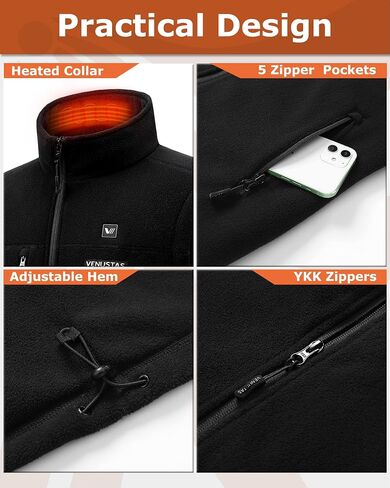 Venustas Women's Recycled Fleece Heated Vest (Size XS) and Heated Hand Muff (2 Heating Zones) with 7.4V Battery Pack in Saudi Arabia