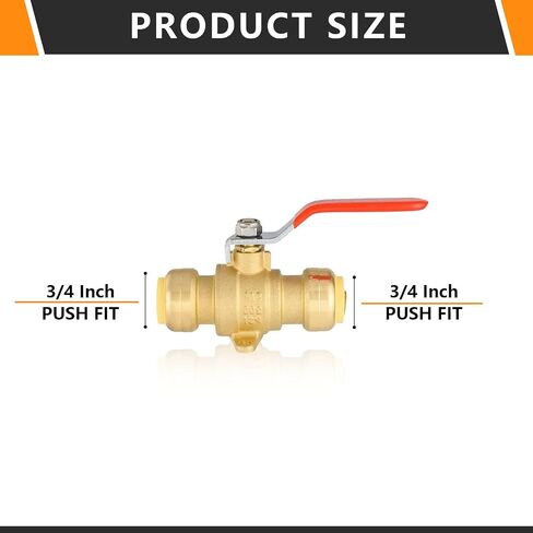 5-PCs Push Fit Ball Valve with Drain, 1/2-Inch Push-to-Connect PEX Fitting with Disconnect Clip, for PEX,Copper,CPVC,PE-RT Pipes, Red in Saudi Arabia