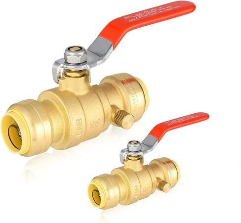 5-PCs Push Fit Ball Valve with Drain, 1/2-Inch Push-to-Connect PEX Fitting with Disconnect Clip, for PEX,Copper,CPVC,PE-RT Pipes, Red in Saudi Arabia