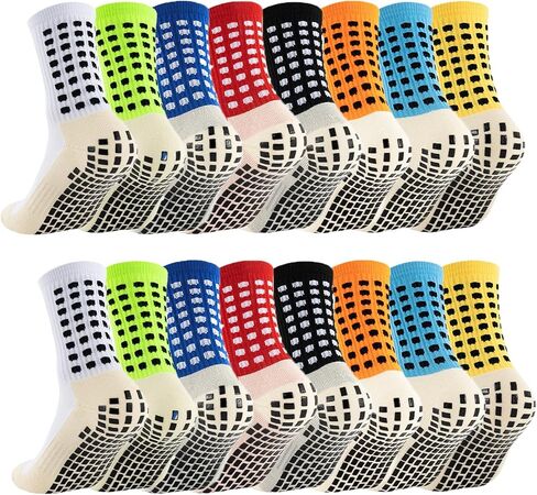 8 Pairs Kids Grip Soccer Socks, Non Slip Socks for 6-12 Years Old Kids, Anti Slip Socks for Soccer Basketball in Saudi Arabia
