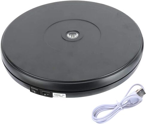 حامل شاشة دوار بمحرك كهربائي 110 فولت من DasMarine مع LED، قطر 10 بوصة/25 سم تحميل 22 رطل، دوران 360 درجة في أي اتجاه، للتصوير الفوتوغرافي، عرض (10 بوصة/25 سم، أسود) in Kuwait