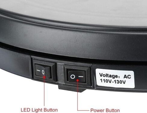 حامل شاشة دوار بمحرك كهربائي 110 فولت من DasMarine مع LED، قطر 10 بوصة/25 سم تحميل 22 رطل، دوران 360 درجة في أي اتجاه، للتصوير الفوتوغرافي، عرض (10 بوصة/25 سم، أسود) in Kuwait