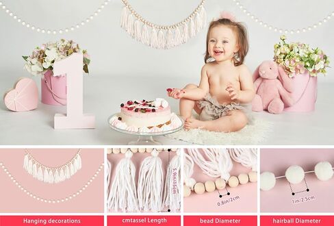 White Yarn Tassel Banner Cream Boho Tassel Garland Party Decor Wall Hanging Decorative for Baby Bridal Shower Birthday Wedding Bedroom Party Supplies (White, 3pcs) in Kuwait