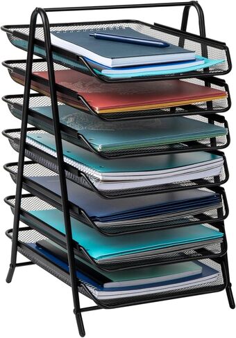 Mind Reader 6-Tier Paper Tray, Desktop Organizer, File Storage, Office, Metal Mesh, 11.75" L x 13.75" W x 18" H, Black in Saudi Arabia