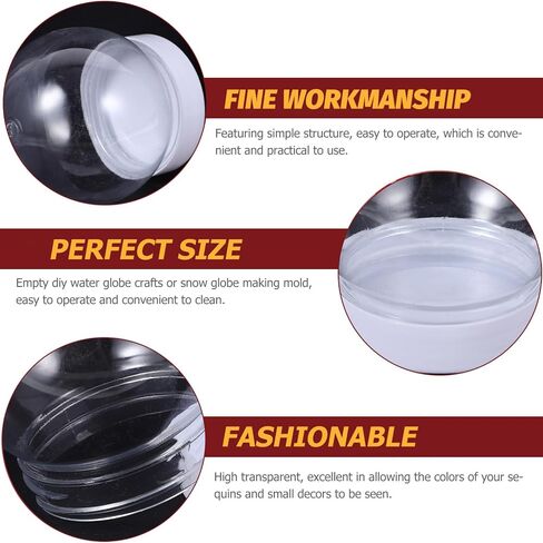 Alipis 10Pcs DIY Snow Globe, 3.6 Inch Plastic Clear Water Globe Christmas DIY Crafts Supplies Xmas Tabletop Decorations Miniature Landscape Making Props (270ML) in Saudi Arabia