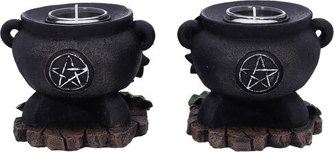 Nemesis Now Set of Two Ivy Cauldron Witches Candle Holders 11cm, Black in Saudi Arabia