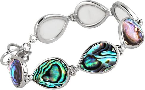 TUMBEELLUWA Natural Abalone Shell Bracelet for Unisex, Rainbow Sea Shell Bangle with Adjustable Link in Saudi Arabia