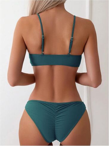 Women's 2 Piece Swimsuits Drawstring Knot Front Bathing Suit Summer Bikini Sets in Saudi Arabia