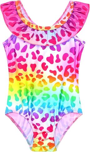 Snowheart Girls Swimsuit One Piece Bathing Suit Kids Quick Dry Shoudler Ruffle Floral Swimwear for 3-12 Years Old in Kuwait