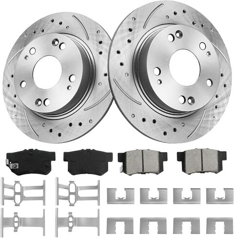 Front Vented Brake Pads and Rotors Kit for Accord 2002-1998, Brake Rotors + Carbon Fiber Ceramic Brake Pads Kit 281.6mm(11.1in) in Saudi Arabia
