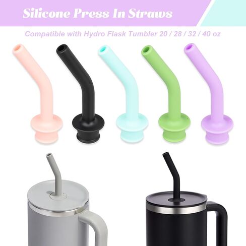 5 PCS Press in Straw Compatible with Hydroflask Tumbler Accessories Compatible with Hydro Flask Travel Tumbler Straw Fit 20oz 28oz 32oz 40oz Tumblers for Sports, School, Work, Car, Travel, Weekends in Kuwait
