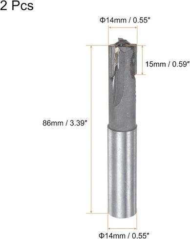 uxcell Square Nose End Mill, 14mm Cutting Dia Tungsten Carbide Tip 3 Straight Flutes Milling Cutter with 14mm Straight Shank, 2pcs in Saudi Arabia