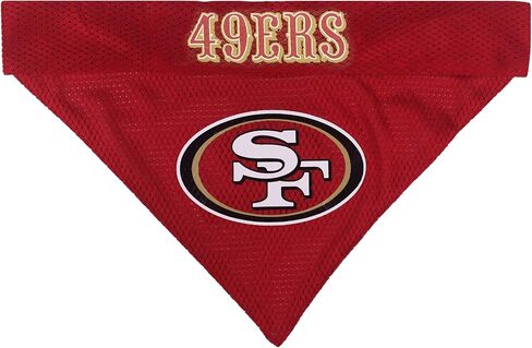 بيتس فيرست NFL سان فرانسيسكو 49ERS باندانا ذات وجهين مقاس XX-Large للكلاب والقطط. باندانا رياضية على الوجهين، شعار الفريق مطرز ممتاز، العديد من فرق الدوري الوطني لكرة القدم الأمريكية متاحة in Saudi Arabia