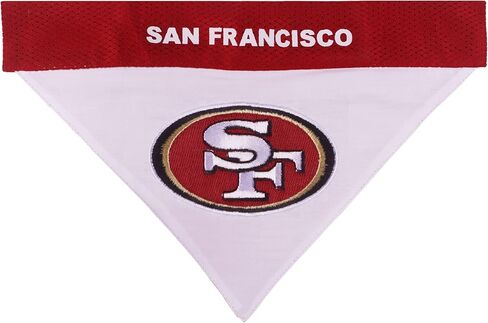 بيتس فيرست NFL سان فرانسيسكو 49ERS باندانا ذات وجهين مقاس XX-Large للكلاب والقطط. باندانا رياضية على الوجهين، شعار الفريق مطرز ممتاز، العديد من فرق الدوري الوطني لكرة القدم الأمريكية متاحة in Saudi Arabia