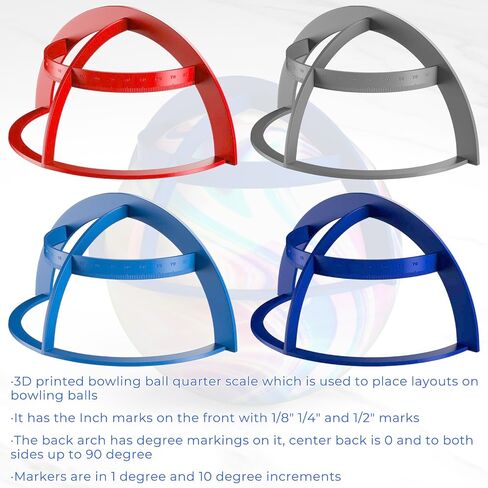 AUTOVIC Bowling Ball Quarter Scale Layout Tool, Blue 3D Printed Grips Pro Sect Quarter Scale, Lightweight ABS Plastic Measuring Span Gauge Ball Layout Degrees in Saudi Arabia