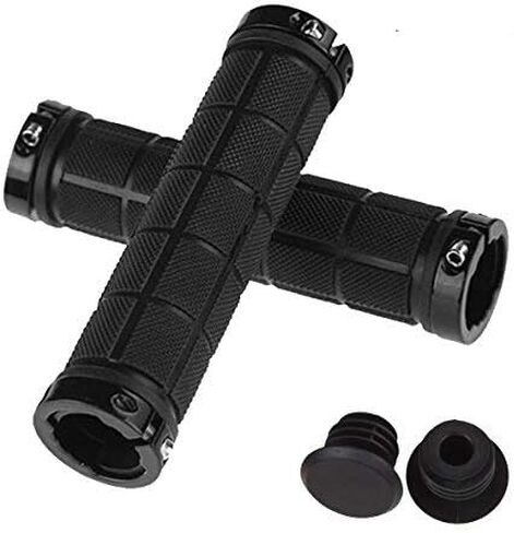 Bike Grips, KEWORK Double Locking Bike Handlebar Grips for Bike Bicycle Mountain Bike, Rubber Inside & Aluminum Alloy Ends Part, Include 2 Handlebar Caps in Kuwait