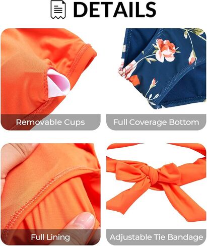 Women High Waist Bikini Sets - Two Piece Ruffle Tummy Control Swimsuits Bathing Suit in Saudi Arabia