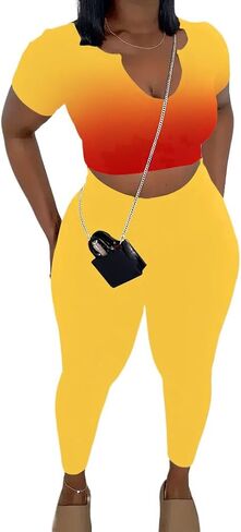 Nimsruc 2 Piece Sets For Women Sexy Casual Workout Crop Short Sleeve Long pants Leggings Sets Summer Active Wear in Saudi Arabia