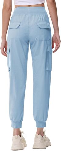 YuKaiChen Women's Lightweight Cargo Capris Hiking Summer Pants Joggers Elastic Waist Travel Outdoor with Pockets in Kuwait