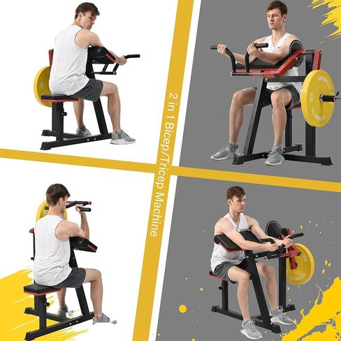 Preacher Curl Bench, Bicep Tricep Curl Machine with Adjustable Seat, Bicep Curls and Tricep Extension Machine for Home Gym Workout Station in Saudi Arabia