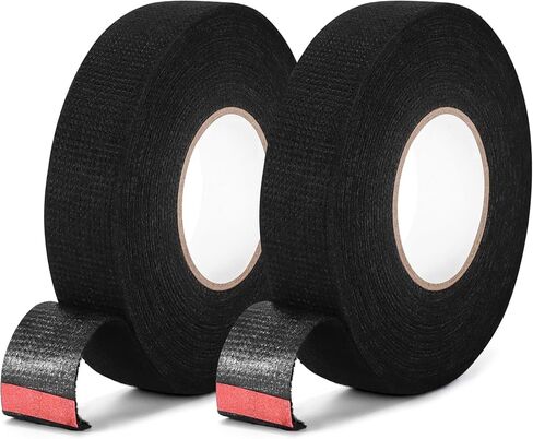 شريط تسخير الأسلاك السوداء SS SUNSBELL 2 بكرة، شريط كهربائي لتسخير الأسلاك ذات درجة الحرارة العالية، شريط تسخير الأسلاك المعزول غير المنسوج، شريط قماشي ذاتي اللصق (15 م * 1.9 سم) in Kuwait