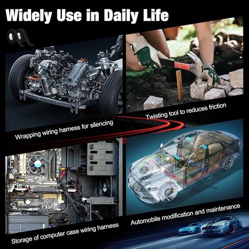 شريط تسخير الأسلاك السوداء SS SUNSBELL 2 بكرة، شريط كهربائي لتسخير الأسلاك ذات درجة الحرارة العالية، شريط تسخير الأسلاك المعزول غير المنسوج، شريط قماشي ذاتي اللصق (15 م * 1.9 سم) in Kuwait