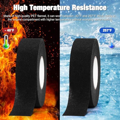 شريط تسخير الأسلاك السوداء SS SUNSBELL 2 بكرة، شريط كهربائي لتسخير الأسلاك ذات درجة الحرارة العالية، شريط تسخير الأسلاك المعزول غير المنسوج، شريط قماشي ذاتي اللصق (15 م * 1.9 سم) in Kuwait