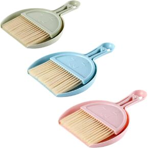 3Pcs Small Brush with Dustpan Combo Sets Broom and Dustpan Set Table Ceaner Gap Cleaning Brushes and Dust Pans Hand Broom