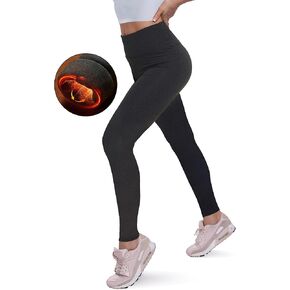 QGGQDD Fleece Lined Leggings Women - Black Tummy Control High Waisted Winter Thermal Warm Soft Yoga Pants for Workout
